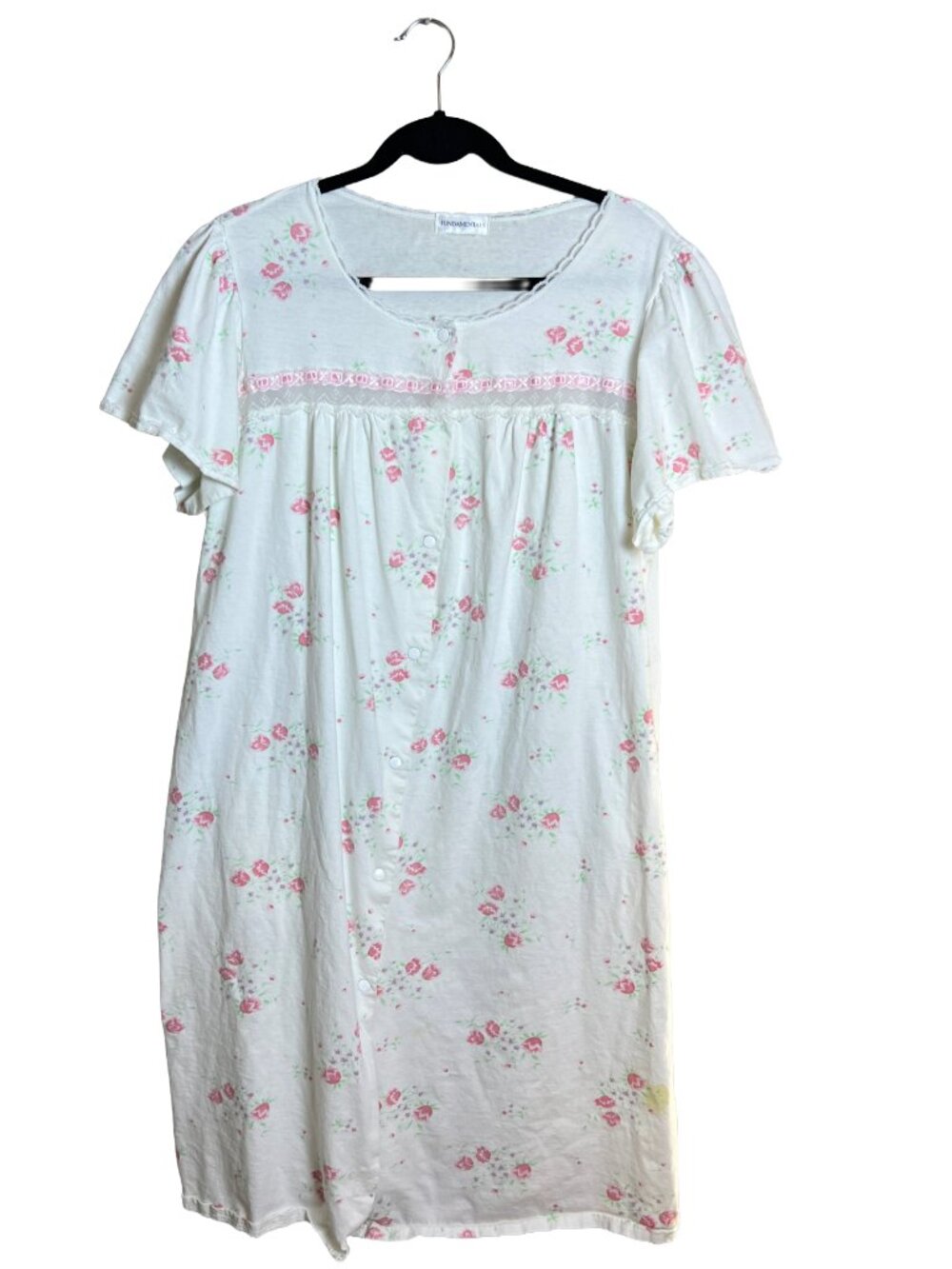 Fundamentals Floral Nightgown Vintage 90s Pink Lace Cottagecore Large